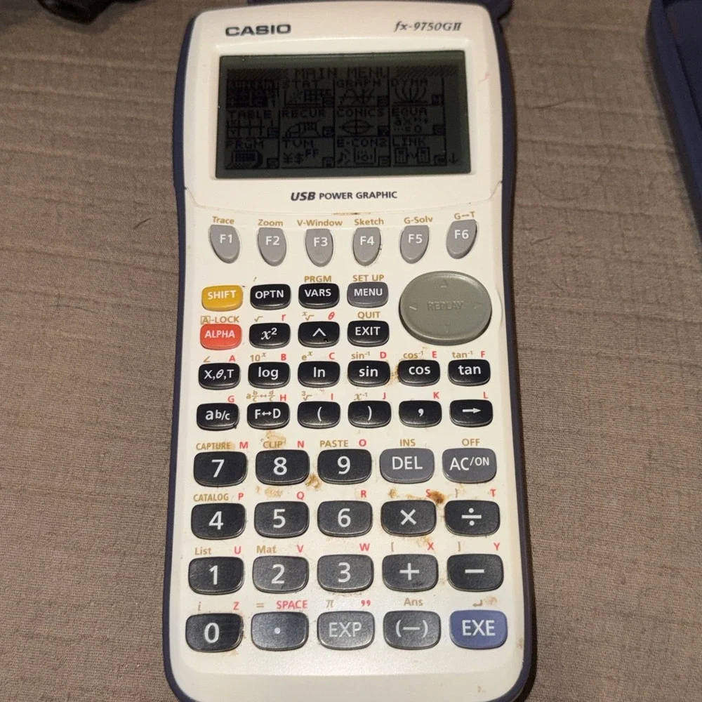 Casio FX-9750GII Graphing Calculator White - EUC no Cords WORKS